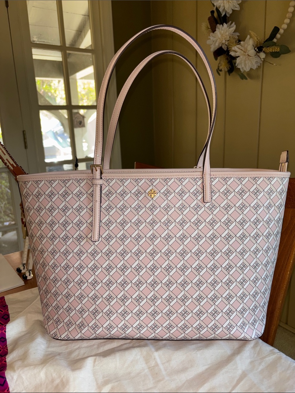 Tory Burch Geo Logo Top Zip Tote NWT